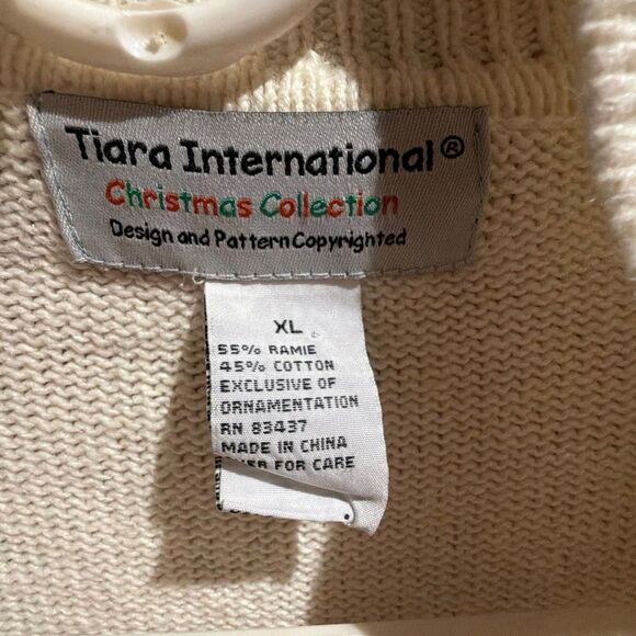Tiara International Cardinal Christmas Cardigan Embellished Sweater XL - Picture 3 of 8